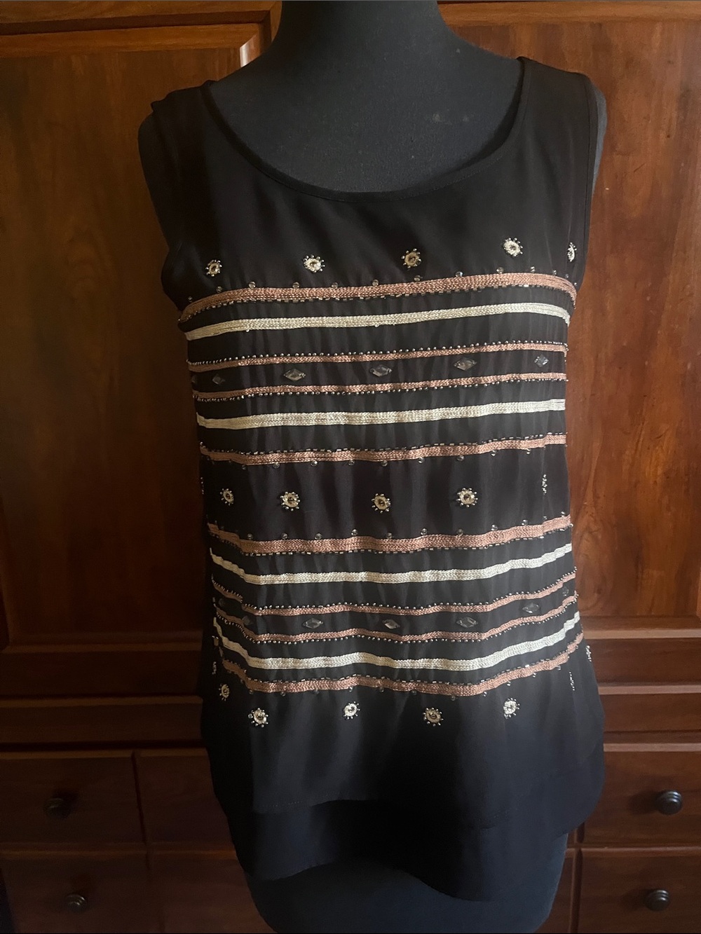 Ann Taylor Black Sleeveless Embellished Camisole